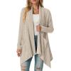 imageGRECERELLE Womens Long Sleeve Lightweight Draped Open Front Casual Cardigan Sweater with Pockets S2XLBeige