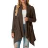 imageGRECERELLE Womens Long Sleeve Lightweight Draped Open Front Casual Cardigan Sweater with Pockets S2XLBrown