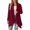 imageGRECERELLE Womens Long Sleeve Lightweight Draped Open Front Casual Cardigan Sweater with Pockets S2XLBurgundy