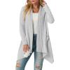 imageGRECERELLE Womens Long Sleeve Lightweight Draped Open Front Casual Cardigan Sweater with Pockets S2XLLight Gray