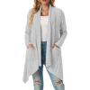 imageGRECERELLE Womens Long Sleeve Lightweight Draped Open Front Casual Cardigan Sweater with Pockets S2XLLight Gray
