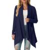 imageGRECERELLE Womens Long Sleeve Lightweight Draped Open Front Casual Cardigan Sweater with Pockets S2XLNavy Blue
