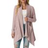 imageGRECERELLE Womens Long Sleeve Lightweight Draped Open Front Casual Cardigan Sweater with Pockets S2XLPink Gray