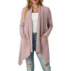 imageGRECERELLE Womens Long Sleeve Lightweight Draped Open Front Casual Cardigan Sweater with Pockets S2XLPink Gray