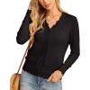 imageGRECERELLE Womens Long Sleeve VNeck Button Down Cardigan Knit Shrugs Sweater01 Black