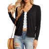 imageGRECERELLE Womens Long Sleeve VNeck Button Down Cardigan Knit Shrugs Sweater01 Black