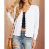 imageGRECERELLE Womens Long Sleeve VNeck Button Down Cardigan Knit Shrugs Sweater01 White