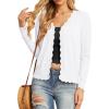 imageGRECERELLE Womens Long Sleeve VNeck Button Down Cardigan Knit Shrugs Sweater01 White