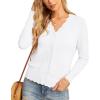 imageGRECERELLE Womens Long Sleeve VNeck Button Down Cardigan Knit Shrugs Sweater01 White
