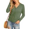 imageGRECERELLE Womens Long Sleeve VNeck Button Down Cardigan Knit Shrugs SweaterArmy Green