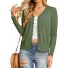 imageGRECERELLE Womens Long Sleeve VNeck Button Down Cardigan Knit Shrugs SweaterArmy Green