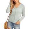 imageGRECERELLE Womens Long Sleeve VNeck Button Down Cardigan Knit Shrugs SweaterBean Green
