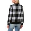 imageGRECERELLE Womens Long Sleeve VNeck Button Down Cardigan Knit Shrugs SweaterBlack Plaid
