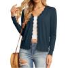 imageGRECERELLE Womens Long Sleeve VNeck Button Down Cardigan Knit Shrugs SweaterBlue Gray
