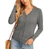 imageGRECERELLE Womens Long Sleeve VNeck Button Down Cardigan Knit Shrugs SweaterCharcoal