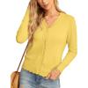 imageGRECERELLE Womens Long Sleeve VNeck Button Down Cardigan Knit Shrugs SweaterCheese Yellow