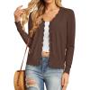 imageGRECERELLE Womens Long Sleeve VNeck Button Down Cardigan Knit Shrugs SweaterCoffee