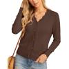 imageGRECERELLE Womens Long Sleeve VNeck Button Down Cardigan Knit Shrugs SweaterCoffee