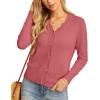 imageGRECERELLE Womens Long Sleeve VNeck Button Down Cardigan Knit Shrugs SweaterCoral Red