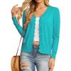imageGRECERELLE Womens Long Sleeve VNeck Button Down Cardigan Knit Shrugs SweaterCyan
