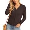 imageGRECERELLE Womens Long Sleeve VNeck Button Down Cardigan Knit Shrugs SweaterDark Coffee