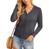 imageGRECERELLE Womens Long Sleeve VNeck Button Down Cardigan Knit Shrugs SweaterDark Gray