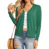 imageGRECERELLE Womens Long Sleeve VNeck Button Down Cardigan Knit Shrugs SweaterDark Green