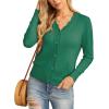 imageGRECERELLE Womens Long Sleeve VNeck Button Down Cardigan Knit Shrugs SweaterDark Green