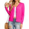 imageGRECERELLE Womens Long Sleeve VNeck Button Down Cardigan Knit Shrugs SweaterHot Pink