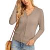 imageGRECERELLE Womens Long Sleeve VNeck Button Down Cardigan Knit Shrugs SweaterKhaki