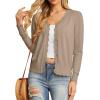 imageGRECERELLE Womens Long Sleeve VNeck Button Down Cardigan Knit Shrugs SweaterKhaki