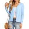 imageGRECERELLE Womens Long Sleeve VNeck Button Down Cardigan Knit Shrugs SweaterLight Blue