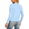 imageGRECERELLE Womens Long Sleeve VNeck Button Down Cardigan Knit Shrugs SweaterLight Blue