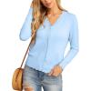 imageGRECERELLE Womens Long Sleeve VNeck Button Down Cardigan Knit Shrugs SweaterLight Blue