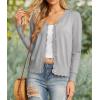 imageGRECERELLE Womens Long Sleeve VNeck Button Down Cardigan Knit Shrugs SweaterLight Gray