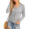 imageGRECERELLE Womens Long Sleeve VNeck Button Down Cardigan Knit Shrugs SweaterLight Gray