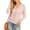 imageGRECERELLE Womens Long Sleeve VNeck Button Down Cardigan Knit Shrugs SweaterLight Pink