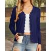 imageGRECERELLE Womens Long Sleeve VNeck Button Down Cardigan Knit Shrugs SweaterNavy Blue