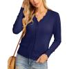 imageGRECERELLE Womens Long Sleeve VNeck Button Down Cardigan Knit Shrugs SweaterNavy Blue