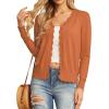 imageGRECERELLE Womens Long Sleeve VNeck Button Down Cardigan Knit Shrugs SweaterPumpkin Orange