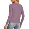 imageGRECERELLE Womens Long Sleeve VNeck Button Down Cardigan Knit Shrugs SweaterPurple Gray