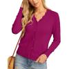 imageGRECERELLE Womens Long Sleeve VNeck Button Down Cardigan Knit Shrugs SweaterRaspberry Red