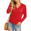 imageGRECERELLE Womens Long Sleeve VNeck Button Down Cardigan Knit Shrugs SweaterRed
