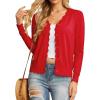 imageGRECERELLE Womens Long Sleeve VNeck Button Down Cardigan Knit Shrugs SweaterRed