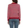 imageGRECERELLE Womens Long Sleeve VNeck Button Down Cardigan Knit Shrugs SweaterRed White Striped