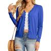 imageGRECERELLE Womens Long Sleeve VNeck Button Down Cardigan Knit Shrugs SweaterRoyal Blue
