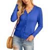 imageGRECERELLE Womens Long Sleeve VNeck Button Down Cardigan Knit Shrugs SweaterRoyal Blue
