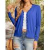 imageGRECERELLE Womens Long Sleeve VNeck Button Down Cardigan Knit Shrugs SweaterRoyal Blue