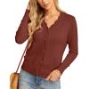 imageGRECERELLE Womens Long Sleeve VNeck Button Down Cardigan Knit Shrugs SweaterRust Red