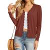 imageGRECERELLE Womens Long Sleeve VNeck Button Down Cardigan Knit Shrugs SweaterRust Red